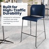 image:imageFlash Furniture Hercules Kenai Stackable Sled Base Bar Stool  Commercial 400 lb Capacity Contoured Back PowderCoated Base  BlackChrome Stack 3 HighNavy PlasticGray Frame