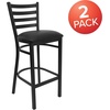 image:imageFlash Furniture Hercules Series Ladder Back Metal Restaurant Barstool Modern Upholstered Armless Bar Height Chair for Restaurants and Kitchens BlackBlack Vinyl SeatBlack Metal Frame