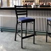 image:imageFlash Furniture Hercules Series Ladder Back Metal Restaurant Barstool Modern Upholstered Armless Bar Height Chair for Restaurants and Kitchens BlackBlue Vinyl SeatBlack Metal Frame