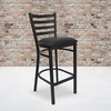 image:imageFlash Furniture Hercules Series Ladder Back Metal Restaurant Barstool Modern Upholstered Armless Bar Height Chair for Restaurants and Kitchens BlackBlack Vinyl SeatBlack Metal Frame