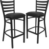 image:imageFlash Furniture Hercules Series Ladder Back Metal Restaurant Barstool Modern Upholstered Armless Bar Height Chair for Restaurants and Kitchens BlackBlack Vinyl SeatBlack Metal Frame