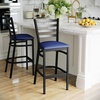 image:imageFlash Furniture Hercules Series Ladder Back Metal Restaurant Barstool Modern Upholstered Armless Bar Height Chair for Restaurants and Kitchens BlackBlue Vinyl SeatBlack Metal Frame