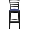 image:imageFlash Furniture Hercules Series Ladder Back Metal Restaurant Barstool Modern Upholstered Armless Bar Height Chair for Restaurants and Kitchens BlackBlue Vinyl SeatBlack Metal Frame