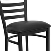 image:imageFlash Furniture Hercules Series Ladder Back Metal Restaurant Barstool Modern Upholstered Armless Bar Height Chair for Restaurants and Kitchens BlackBlack Vinyl SeatBlack Metal Frame