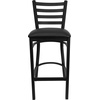 image:imageFlash Furniture Hercules Series Ladder Back Metal Restaurant Barstool Modern Upholstered Armless Bar Height Chair for Restaurants and Kitchens BlackBlack Vinyl SeatBlack Metal Frame