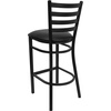 image:imageFlash Furniture Hercules Series Ladder Back Metal Restaurant Barstool Modern Upholstered Armless Bar Height Chair for Restaurants and Kitchens BlackBlack Vinyl SeatBlack Metal Frame