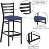 image:imageFlash Furniture Hercules Series Ladder Back Metal Restaurant Barstool Modern Upholstered Armless Bar Height Chair for Restaurants and Kitchens BlackBlue Vinyl SeatBlack Metal Frame