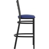 image:imageFlash Furniture Hercules Series Ladder Back Metal Restaurant Barstool Modern Upholstered Armless Bar Height Chair for Restaurants and Kitchens BlackBlue Vinyl SeatBlack Metal Frame