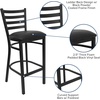 image:imageFlash Furniture Hercules Series Ladder Back Metal Restaurant Barstool Modern Upholstered Armless Bar Height Chair for Restaurants and Kitchens BlackBlack Vinyl SeatBlack Metal Frame