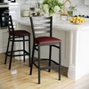 image:imageFlash Furniture Hercules Series Ladder Back Metal Restaurant Barstool Modern Upholstered Armless Bar Height Chair for Restaurants and Kitchens BlackBurgundy Vinyl SeatBlack Metal Frame