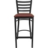 image:imageFlash Furniture Hercules Series Ladder Back Metal Restaurant Barstool Modern Upholstered Armless Bar Height Chair for Restaurants and Kitchens BlackBurgundy Vinyl SeatBlack Metal Frame