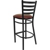 image:imageFlash Furniture Hercules Series Ladder Back Metal Restaurant Barstool Modern Upholstered Armless Bar Height Chair for Restaurants and Kitchens BlackBurgundy Vinyl SeatBlack Metal Frame
