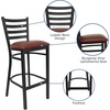 image:imageFlash Furniture Hercules Series Ladder Back Metal Restaurant Barstool Modern Upholstered Armless Bar Height Chair for Restaurants and Kitchens BlackBurgundy Vinyl SeatBlack Metal Frame
