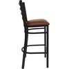 image:imageFlash Furniture Hercules Series Ladder Back Metal Restaurant Barstool Modern Upholstered Armless Bar Height Chair for Restaurants and Kitchens BlackBurgundy Vinyl SeatBlack Metal Frame