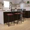 image:imageFlash Furniture Hercules Series Ladder Back Metal Restaurant Barstool Modern Upholstered Armless Bar Height Chair for Restaurants and Kitchens BlackBurgundy Vinyl SeatBlack Metal Frame