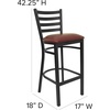 image:imageFlash Furniture Hercules Series Ladder Back Metal Restaurant Barstool Modern Upholstered Armless Bar Height Chair for Restaurants and Kitchens BlackBurgundy Vinyl SeatBlack Metal Frame
