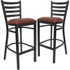 image:imageFlash Furniture Hercules Series Ladder Back Metal Restaurant Barstool Modern Upholstered Armless Bar Height Chair for Restaurants and Kitchens BlackBurgundy Vinyl SeatBlack Metal Frame