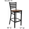 image:imageFlash Furniture Hercules Series Ladder Back Metal Restaurant Barstool Modern Upholstered Armless Bar Height Chair for Restaurants and Kitchens BlackCherry Wood SeatBlack Metal Frame