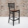 image:imageFlash Furniture Hercules Series Ladder Back Metal Restaurant Barstool Modern Upholstered Armless Bar Height Chair for Restaurants and Kitchens BlackCherry Wood SeatBlack Metal Frame