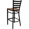 image:imageFlash Furniture Hercules Series Ladder Back Metal Restaurant Barstool Modern Upholstered Armless Bar Height Chair for Restaurants and Kitchens BlackCherry Wood SeatBlack Metal Frame
