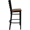 image:imageFlash Furniture Hercules Series Ladder Back Metal Restaurant Barstool Modern Upholstered Armless Bar Height Chair for Restaurants and Kitchens BlackCherry Wood SeatBlack Metal Frame