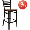 image:imageFlash Furniture Hercules Series Ladder Back Metal Restaurant Barstool Modern Upholstered Armless Bar Height Chair for Restaurants and Kitchens BlackCherry Wood SeatBlack Metal Frame