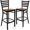 image:imageFlash Furniture Hercules Series Ladder Back Metal Restaurant Barstool Modern Upholstered Armless Bar Height Chair for Restaurants and Kitchens BlackCherry Wood SeatBlack Metal Frame