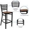 image:imageFlash Furniture Hercules Series Ladder Back Metal Restaurant Barstool Modern Upholstered Armless Bar Height Chair for Restaurants and Kitchens BlackCherry Wood SeatBlack Metal Frame