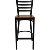 image:imageFlash Furniture Hercules Series Ladder Back Metal Restaurant Barstool Modern Upholstered Armless Bar Height Chair for Restaurants and Kitchens BlackCherry Wood SeatBlack Metal Frame