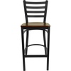 image:imageFlash Furniture Hercules Series Ladder Back Metal Restaurant Barstool Modern Upholstered Armless Bar Height Chair for Restaurants and Kitchens BlackMahogany Wood SeatBlack Metal Frame
