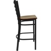 image:imageFlash Furniture Hercules Series Ladder Back Metal Restaurant Barstool Modern Upholstered Armless Bar Height Chair for Restaurants and Kitchens BlackMahogany Wood SeatBlack Metal Frame