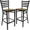image:imageFlash Furniture Hercules Series Ladder Back Metal Restaurant Barstool Modern Upholstered Armless Bar Height Chair for Restaurants and Kitchens BlackMahogany Wood SeatBlack Metal Frame