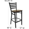 image:imageFlash Furniture Hercules Series Ladder Back Metal Restaurant Barstool Modern Upholstered Armless Bar Height Chair for Restaurants and Kitchens BlackMahogany Wood SeatBlack Metal Frame