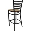 image:imageFlash Furniture Hercules Series Ladder Back Metal Restaurant Barstool Modern Upholstered Armless Bar Height Chair for Restaurants and Kitchens BlackMahogany Wood SeatBlack Metal Frame