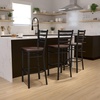 image:imageFlash Furniture Hercules Series Ladder Back Metal Restaurant Barstool Modern Upholstered Armless Bar Height Chair for Restaurants and Kitchens BlackMahogany Wood SeatBlack Metal Frame