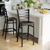 image:imageFlash Furniture Hercules Series Ladder Back Metal Restaurant Barstool Modern Upholstered Armless Bar Height Chair for Restaurants and Kitchens BlackMahogany Wood SeatBlack Metal Frame