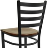 image:imageFlash Furniture Hercules Series Ladder Back Metal Restaurant Barstool Modern Upholstered Armless Bar Height Chair for Restaurants and Kitchens BlackMahogany Wood SeatBlack Metal Frame