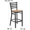 image:imageFlash Furniture Hercules Series Ladder Back Metal Restaurant Barstool Modern Upholstered Armless Bar Height Chair for Restaurants and Kitchens BlackNatural Wood SeatBlack Metal Frame