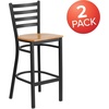image:imageFlash Furniture Hercules Series Ladder Back Metal Restaurant Barstool Modern Upholstered Armless Bar Height Chair for Restaurants and Kitchens BlackNatural Wood SeatBlack Metal Frame