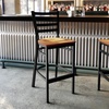 image:imageFlash Furniture Hercules Series Ladder Back Metal Restaurant Barstool Modern Upholstered Armless Bar Height Chair for Restaurants and Kitchens BlackNatural Wood SeatBlack Metal Frame