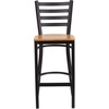 image:imageFlash Furniture Hercules Series Ladder Back Metal Restaurant Barstool Modern Upholstered Armless Bar Height Chair for Restaurants and Kitchens BlackNatural Wood SeatBlack Metal Frame