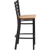 image:imageFlash Furniture Hercules Series Ladder Back Metal Restaurant Barstool Modern Upholstered Armless Bar Height Chair for Restaurants and Kitchens BlackNatural Wood SeatBlack Metal Frame