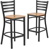 image:imageFlash Furniture Hercules Series Ladder Back Metal Restaurant Barstool Modern Upholstered Armless Bar Height Chair for Restaurants and Kitchens BlackNatural Wood SeatBlack Metal Frame