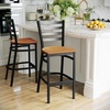 image:imageFlash Furniture Hercules Series Ladder Back Metal Restaurant Barstool Modern Upholstered Armless Bar Height Chair for Restaurants and Kitchens BlackNatural Wood SeatBlack Metal Frame