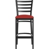 image:imageFlash Furniture Hercules Series Ladder Back Metal Restaurant Barstool Modern Upholstered Armless Bar Height Chair for Restaurants and Kitchens BlackRed Vinyl SeatBlack Metal Frame