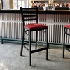 image:imageFlash Furniture Hercules Series Ladder Back Metal Restaurant Barstool Modern Upholstered Armless Bar Height Chair for Restaurants and Kitchens BlackRed Vinyl SeatBlack Metal Frame