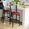 image:imageFlash Furniture Hercules Series Ladder Back Metal Restaurant Barstool Modern Upholstered Armless Bar Height Chair for Restaurants and Kitchens BlackRed Vinyl SeatBlack Metal Frame