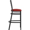 image:imageFlash Furniture Hercules Series Ladder Back Metal Restaurant Barstool Modern Upholstered Armless Bar Height Chair for Restaurants and Kitchens BlackRed Vinyl SeatBlack Metal Frame
