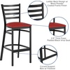 image:imageFlash Furniture Hercules Series Ladder Back Metal Restaurant Barstool Modern Upholstered Armless Bar Height Chair for Restaurants and Kitchens BlackRed Vinyl SeatBlack Metal Frame
