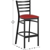 image:imageFlash Furniture Hercules Series Ladder Back Metal Restaurant Barstool Modern Upholstered Armless Bar Height Chair for Restaurants and Kitchens BlackRed Vinyl SeatBlack Metal Frame